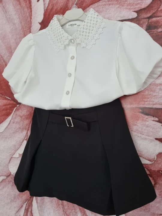 Elegancki zestaw biało czarny dla dziewczynki