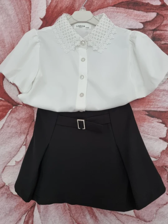 Elegancki zestaw biało czarny dla dziewczynki