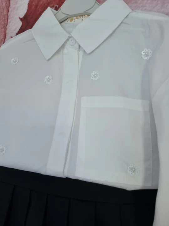 Biała elegancka koszula z długim rękawem dla dziewczynki