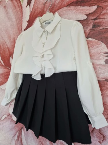 Biało-czarny elegancki zestaw dla dziewczynki